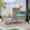 imageFDW Wicker Outdoor Furniture Patio Furniture Set of 3 Rattan Patio Chairs Outdoor Chairs Patio Conversation Set with Coffee Table for Yard Backyard Lawn Porch Poolside BalconyBlackGray and Blue