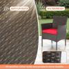 imageFDW Wicker Outdoor Furniture Patio Furniture Set of 3 Rattan Patio Chairs Outdoor Chairs Patio Conversation Set with Coffee Table for Yard Backyard Lawn Porch Poolside BalconyBlackBrown and Red