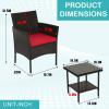 imageFDW Wicker Outdoor Furniture Patio Furniture Set of 3 Rattan Patio Chairs Outdoor Chairs Patio Conversation Set with Coffee Table for Yard Backyard Lawn Porch Poolside BalconyBlackBrown and Red