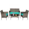 imageFDW Wicker Outdoor Furniture Patio Furniture Set of 3 Rattan Patio Chairs Outdoor Chairs Patio Conversation Set with Coffee Table for Yard Backyard Lawn Porch Poolside BalconyBlackGray and Blue