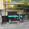 imageFDW Wicker Outdoor Furniture Patio Furniture Set of 3 Rattan Patio Chairs Outdoor Chairs Patio Conversation Set with Coffee Table for Yard Backyard Lawn Porch Poolside BalconyBlackBlack and Blue