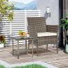 imageFDW Wicker Outdoor Furniture Patio Furniture Set of 3 Rattan Patio Chairs Outdoor Chairs Patio Conversation Set with Coffee Table for Yard Backyard Lawn Porch Poolside BalconyBlackGray and Khaki