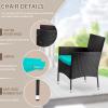 imageFDW Wicker Outdoor Furniture Patio Furniture Set of 3 Rattan Patio Chairs Outdoor Chairs Patio Conversation Set with Coffee Table for Yard Backyard Lawn Porch Poolside BalconyBlackBlack and Blue