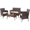 imageFDW Wicker Outdoor Furniture Patio Furniture Set of 3 Rattan Patio Chairs Outdoor Chairs Patio Conversation Set with Coffee Table for Yard Backyard Lawn Porch Poolside BalconyBlackBrown and Khaki