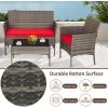 imageFDW Wicker Outdoor Furniture Patio Furniture Set of 3 Rattan Patio Chairs Outdoor Chairs Patio Conversation Set with Coffee Table for Yard Backyard Lawn Porch Poolside BalconyBlackGray and Red