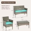 imageFDW Wicker Outdoor Furniture Patio Furniture Set of 3 Rattan Patio Chairs Outdoor Chairs Patio Conversation Set with Coffee Table for Yard Backyard Lawn Porch Poolside BalconyBlackGray and Blue