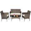 imageFDW Wicker Outdoor Furniture Patio Furniture Set of 3 Rattan Patio Chairs Outdoor Chairs Patio Conversation Set with Coffee Table for Yard Backyard Lawn Porch Poolside BalconyBlackGray and Khaki