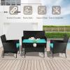 imageFDW Wicker Outdoor Furniture Patio Furniture Set of 3 Rattan Patio Chairs Outdoor Chairs Patio Conversation Set with Coffee Table for Yard Backyard Lawn Porch Poolside BalconyBlackBlack and Blue
