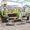 imageFDW Wicker Outdoor Furniture Patio Furniture Set of 3 Rattan Patio Chairs Outdoor Chairs Patio Conversation Set with Coffee Table for Yard Backyard Lawn Porch Poolside BalconyBlackBrown and Khaki