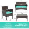 imageFDW Wicker Outdoor Furniture Patio Furniture Set of 3 Rattan Patio Chairs Outdoor Chairs Patio Conversation Set with Coffee Table for Yard Backyard Lawn Porch Poolside BalconyBlackBrown and Blue