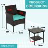 imageFDW Wicker Outdoor Furniture Patio Furniture Set of 3 Rattan Patio Chairs Outdoor Chairs Patio Conversation Set with Coffee Table for Yard Backyard Lawn Porch Poolside BalconyBlackBrown and Blue