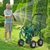 imageGarden Water Hose Reel Cart Tools with Wheels Garden Lawn Water Truck Water Planting Cart Heavy Duty Outdoor Yard Water Planting Holds 300Feet of 58Inch Hose with Storage Basket BlackGreen