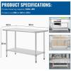 imageStainless Steel Work Table Kitchen Work Table Scratch Resistent Commercia Metal Table with Adjustable Table Foot for Kitchen Home Restaurant 24Wx60L