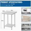imageStainless Steel Work Table Kitchen Work Table Scratch Resistent Commercial Work Table Metal Table with Adjustable Table Foot for Kitchen Home Restaurant 24Wx24L