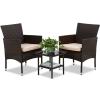imageFDW  4Piece Patio Furniture Set  Gray ampamp Khakhi  Outdoor Wicker Furniture with Coffee Table  Modern Rattan Chairs Conversation Set  Outdoor Seating  WeatherResistant  for Porch Garden LawnBrown