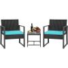 imageFDW  4Piece Patio Furniture Set  Gray ampamp Khakhi  Outdoor Wicker Furniture with Coffee Table  Modern Rattan Chairs Conversation Set  Outdoor Seating  WeatherResistant  for Porch Garden LawnBlue