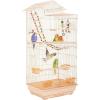 imageFDW 39 Inch Bird Cage Parakeet Cage with Play Top Rolling Stand ampamp Easy Clean PullOut Tray Roof Top Parrot Cage for for Finches Canaries Parakeets Cockatiels ampamp Other Small Birds Almond