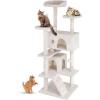 imageFDW Cat Tree 54in Cat Tower MultiLevel Durable Cat Scratching Post ampamp Cozy Fun Cat Jumping Platform Space Saving Cat Condo Pet Play House for Indoor CatsBeigeBeige