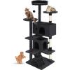 imageFDW Cat Tree 54in Cat Tower MultiLevel Durable Cat Scratching Post ampamp Cozy Fun Cat Jumping Platform Space Saving Cat Condo Pet Play House for Indoor CatsBeigeDark Gray