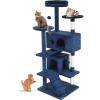 imageFDW Cat Tree 54in Cat Tower MultiLevel Durable Cat Scratching Post ampamp Cozy Fun Cat Jumping Platform Space Saving Cat Condo Pet Play House for Indoor CatsDark GrayNavy Blue