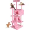 imageFDW Cat Tree 54in Cat Tower MultiLevel Durable Cat Scratching Post ampamp Cozy Fun Cat Jumping Platform Space Saving Cat Condo Pet Play House for Indoor CatsDark GrayPink