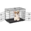 imageFDW Dog Crate for Medium Dogs 30 Inch Folding Metal WirePet Cage Double Door WDivider Panel Indoor Outdoor Kennel LeakProof Plastic TrayBlack