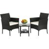 imageFDW Wicker Outdoor Furniture Patio Furniture Set of 3 Rattan Patio Chairs Outdoor Chairs Patio Conversation Set with Coffee Table for Yard Backyard Lawn Porch Poolside BalconyBlackBlack and Beige