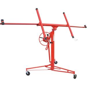 imageDrywall Lift 11 Drywall Panel Hoist Construction Rolling Caster Wheel Lockable Tool Jack Lifter Jack Drywall Lift Construction Tools Red
