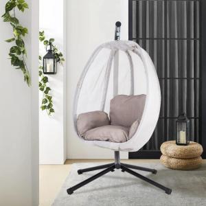 imageEgg Chair Hammock Chair Basket Chair Hanging Swing Chair UV Resistant Cushion with Stand for Indoor Bedroom Outdoor Garden BackyardBlack and Grey