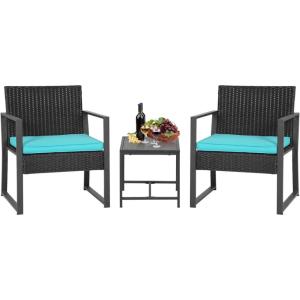 imageFDW  4Piece Patio Furniture Set  Gray ampamp Khakhi  Outdoor Wicker Furniture with Coffee Table  Modern Rattan Chairs Conversation Set  Outdoor Seating  WeatherResistant  for Porch Garden LawnBlue