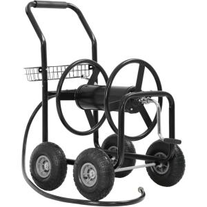 imageGarden Water Hose Reel Cart Tools with Wheels Garden Lawn Water Truck Water Planting Cart Heavy Duty Outdoor Yard Water Planting Holds 300Feet of 58Inch Hose with Storage Basket BlackBlack