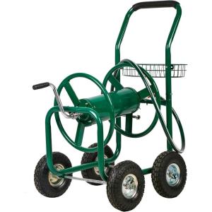 imageGarden Water Hose Reel Cart Tools with Wheels Garden Lawn Water Truck Water Planting Cart Heavy Duty Outdoor Yard Water Planting Holds 300Feet of 58Inch Hose with Storage Basket BlackGreen