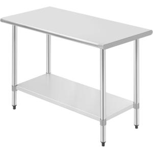 imageKitchen Work Table Scratch Resistent and Antirust Metal Stainless Steel Work Table with Adjustable Table Foot Scratch Resistent 24Wx48L