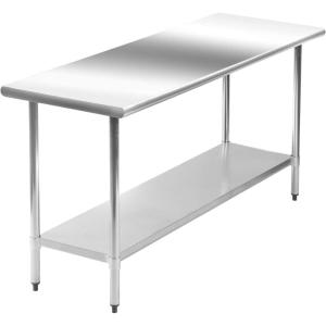 imageStainless Steel Work Table Kitchen Work Table Scratch Resistent Commercia Metal Table with Adjustable Table Foot for Kitchen Home Restaurant 24Wx60L