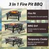 imageFDW Multifunctional Outdoor Fire Pit 32 Inch Table Metal Firepit Stove Backyard with Waterproof Cover for Patio Garden Fireplace Camping Outdoor Heating Bonfire and Picnic
