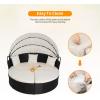 imageOutdoor Round Daybed Wicker Patio Furniture Outdoor Furniture with Retractable Canopy Rattan Separated Seating Sectional Sofa Khaki Washable Cushioned and Three Pillow for Patio Backyard Porch PoolKhaki