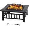 imageFDW Multifunctional Outdoor Fire Pit 32 Inch Table Metal Firepit Stove Backyard with Waterproof Cover for Patio Garden Fireplace Camping Outdoor Heating Bonfire and Picnic